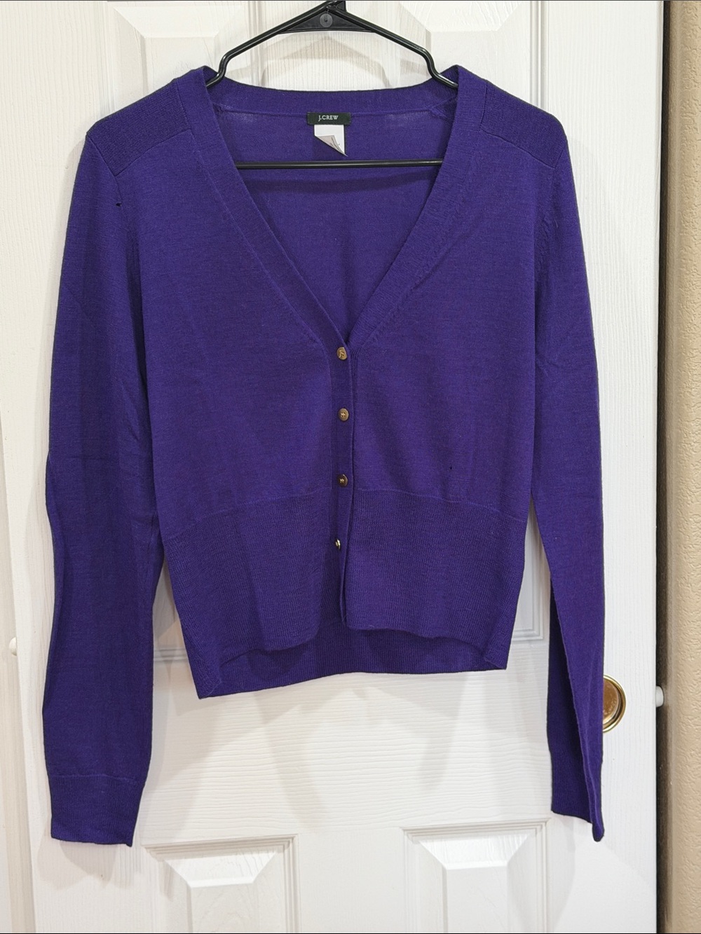 J. Crew Deep Purple V-Neck Button-Up Cardigan size medium - AS IS